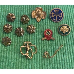 Vintage Boy Scout Girl Scout Pin Lot Be Prepared Trefoil Stars Uniform Insignia